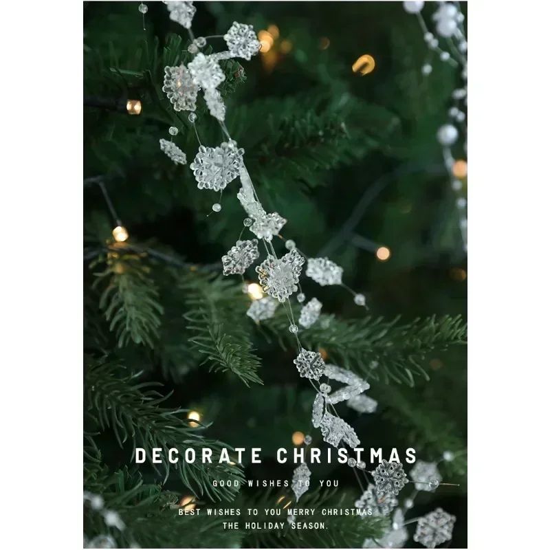 Christmas Pearl Bead Garland with Fishing Line Floral Hanging Ornament Bendable Design for Tree Decor Festival Party Arrangement