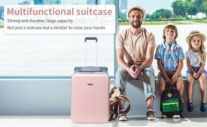 Mala de Viagem Infantil com Rodas Giratórias, Malas Grandes com Design de Assento Infantil, Bagagem de Mão Rígida de 20 Polegadas para Viagem