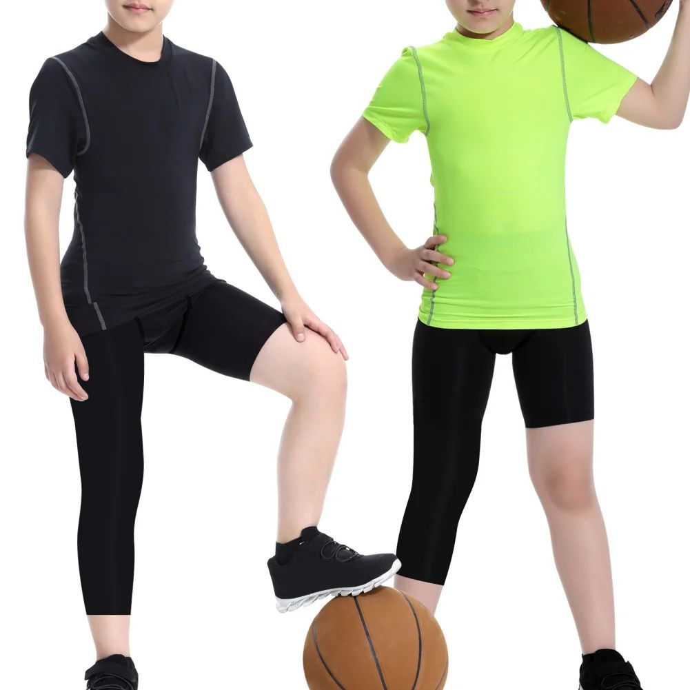 Single Leg Basketball Leggings Quick Drying 6-14 Years Teen Boys Running Football Yoga Fitness Compression Pants Sports