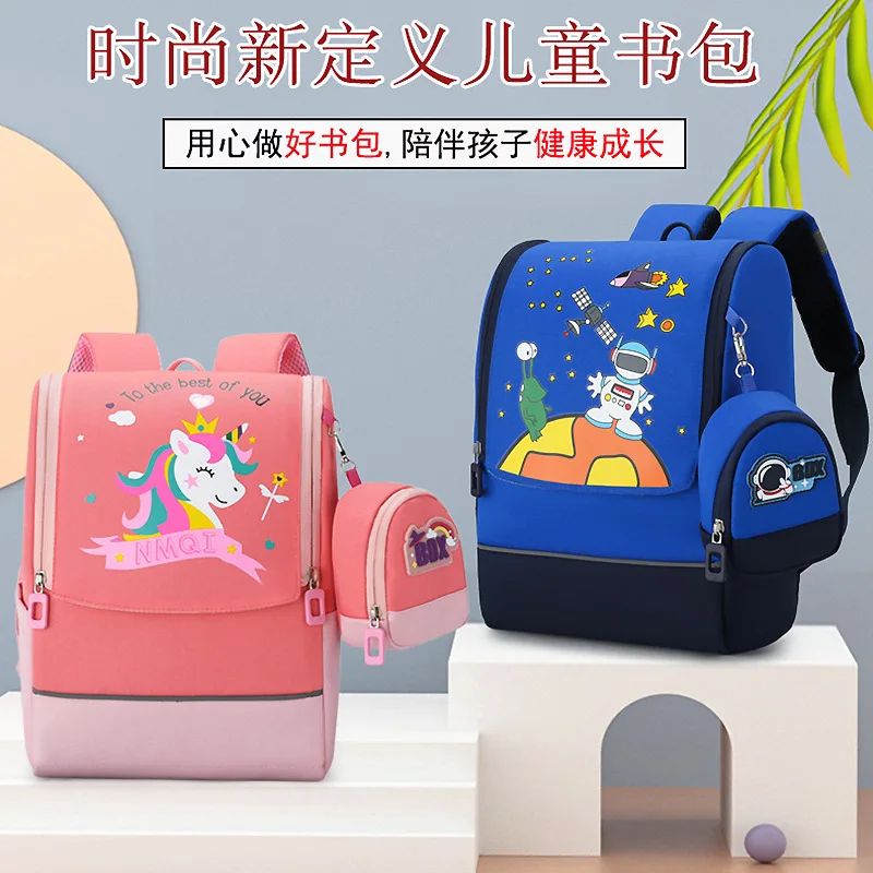 Mochila infantil de desenho animado para meninos e meninas do ensino fundamental, versão coreana, nova bolsa espacial infantil