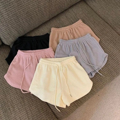 Women Shorts Summer High Elastic Lace Up Drawstring Wide Leg Sweat Short  Shorts for Women  Women Clothing  Womens Shorts