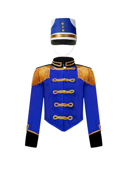 Girls Boys Marching Band Costume Outfits Circus Ringmaster Jacket Coat Team Performance Drummer Drum Major Uniform with Hat Sets
