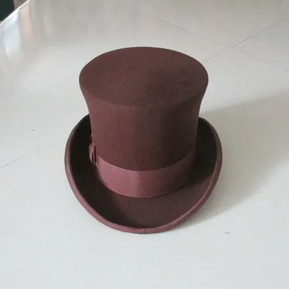 Wool Flat Man Top Hat Fashion Fedora Hats Versatile Panama Magician Cap Gentleman Cylinder Strap Steampunk Unisex Elegant