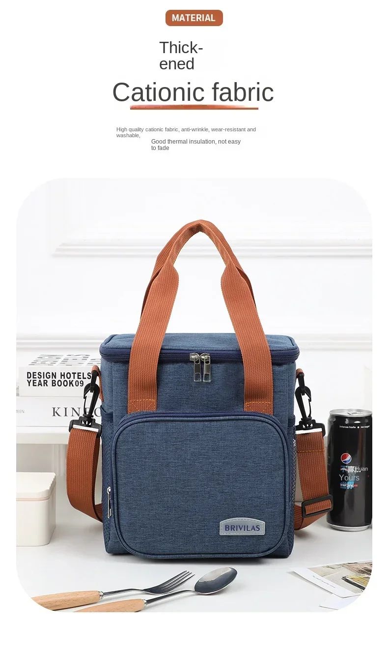 Large Capacity Lunch Bag Thermal Insulation Thickened Waterproof Bags Portable With Handle Crossbody Bag Waterproof Oxford Cloth
