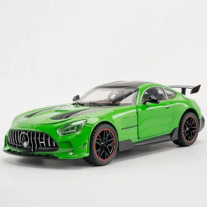 Miniatura de Carro Benz AMG GT-R Escala 1:18, Modelo de Brinquedo em Liga Fundida, Supercarros com Portas que Abrem, Luz e Som, Veículo com Fricção para Meninos, Presentes de Aniversário