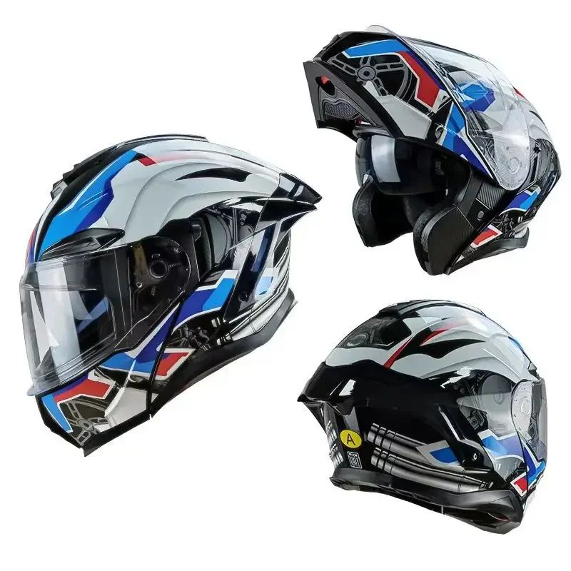 Capacete Articulado de Moto com Bluetooth Lente Dupla Off-road Capacete de Corrida Cascos para Moto Capacete de Moto Aprovado pelo DOT Para BMW