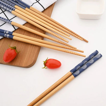 5 Pares de Hashis de Bambu Japoneses para Sushi Antiderrapante Utensílios de Mesa Reutilizáveis para Hot Pot Hashis Chineses Ferramentas de Cozinha