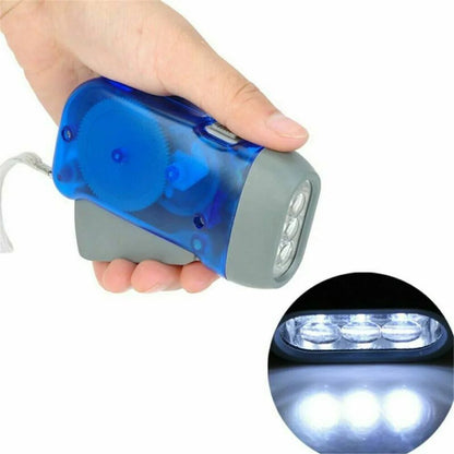 Hand 3 Colors Pressing Dynamo Crank Wind Power Up Flashlight Mini Self Generating Torch LED Camping Lamp Light for Outdoor Home