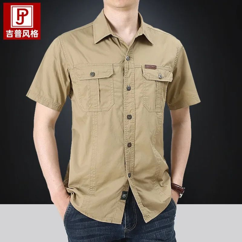 2025 Summer Men Oversized Shirts Casual Loose Breathable Fashion Cotton Shirts Male Work Cargo Shirts Blouses Men Clothing 5XL