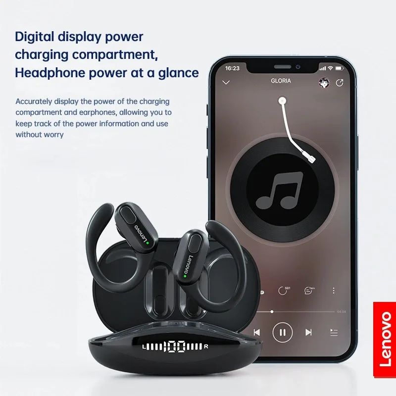 Lenovo XT80 Wireless Headphones Bluetooth 5.3 Earphones True with Mic Button Control Noise Reduction Earhooks Waterproof Headset