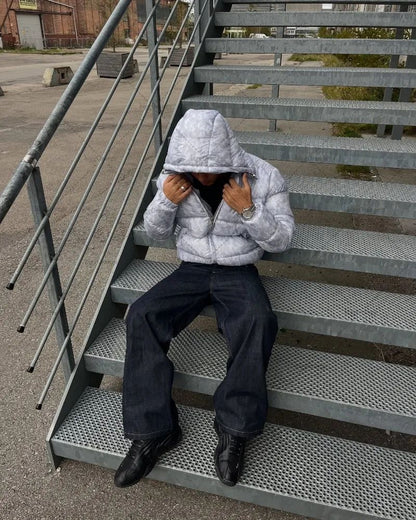 Autumn and Winter Trendy Casual Streetwear Harajuku Camouflage Waterproof Zipper Hooded Jacket Men Retro Loose Warm Coat Women