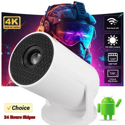 Android 11 Smart Projector ANSI Lumens 1080P Native, Dual-Band WiFi 6 Bluetooth 5.0, 2026 Outdoor Portable Projector with 4K