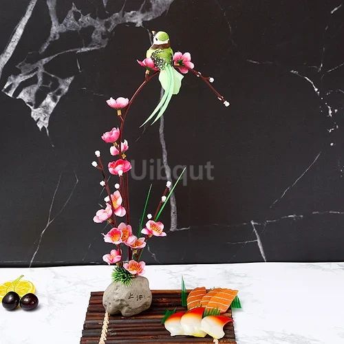 Bandeja de prato para frutos do mar, Barco de Sushi, Plantas de Flores Decorativas, Concepção Artística, Pequeno Ornamento Decorativo, Flor de Pêssego Criativa