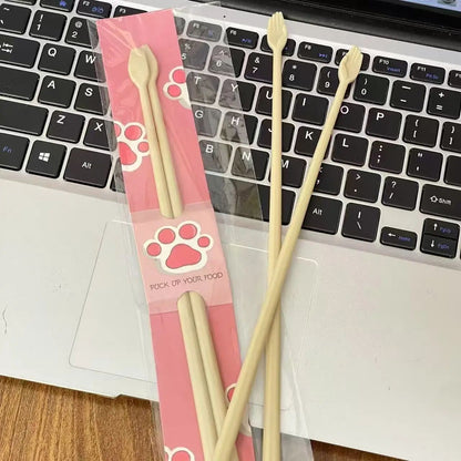 Um par de Hashis Criativos em Formato de Palma Utensílios de Cozinha Reutilizáveis Hashis de Plástico com Garras de Gato para Mãos Pequenas
