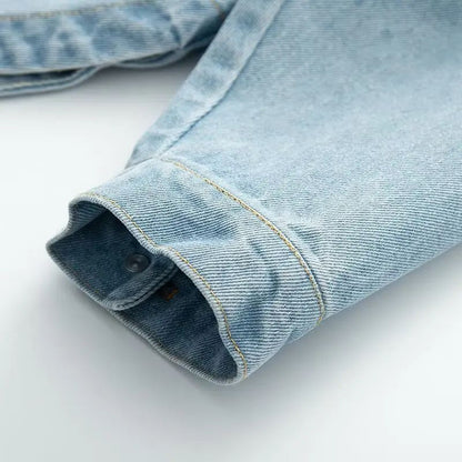 Retro Washed Loose Long Sleeve Women's Denim Shirt Vintage Workwear Style Button up Casual Outerwear from Mainland China