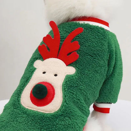 Roupa de Natal para Cães Roupa de Inverno Quente para Cães de Pequeno e Médio Porte Alce Papai Noel Cães Gatos Casaco Moletom Fantasia de Natal para Cães