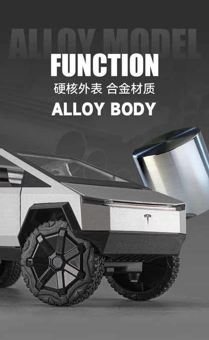 Alloy Model Carro 1:24 Diecast Miniatura Metal Picape Veículo Presente de Aniversário para Crianças Colecionáveis Van Caminhão Tesla Cybertruck Brinquedo para Meninos