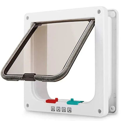 Porta de Passagem para Cães e Gatos com Fechadura de Segurança de 4 Vias, Porta de Passagem para Cães, Gatos, Gatinhos, Plástico ABS, Kit de Porta Pequena para Animais de Estimação, Portas de Passagem para Cães e Gatos