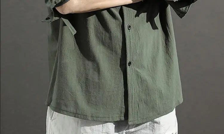 Casual Linen Cotton Shirt Men's Loose Sleeveless Top Chinese Style Autumn Outerwear Comfortable Breathable Men's Casual Shirt