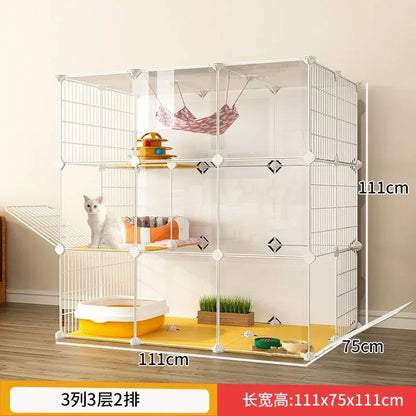 -Luxury Cat Cage Home Indoor Livingroom Balcony Cats Villa Super Large Free Space Kitten Pet House with Climbing Frame