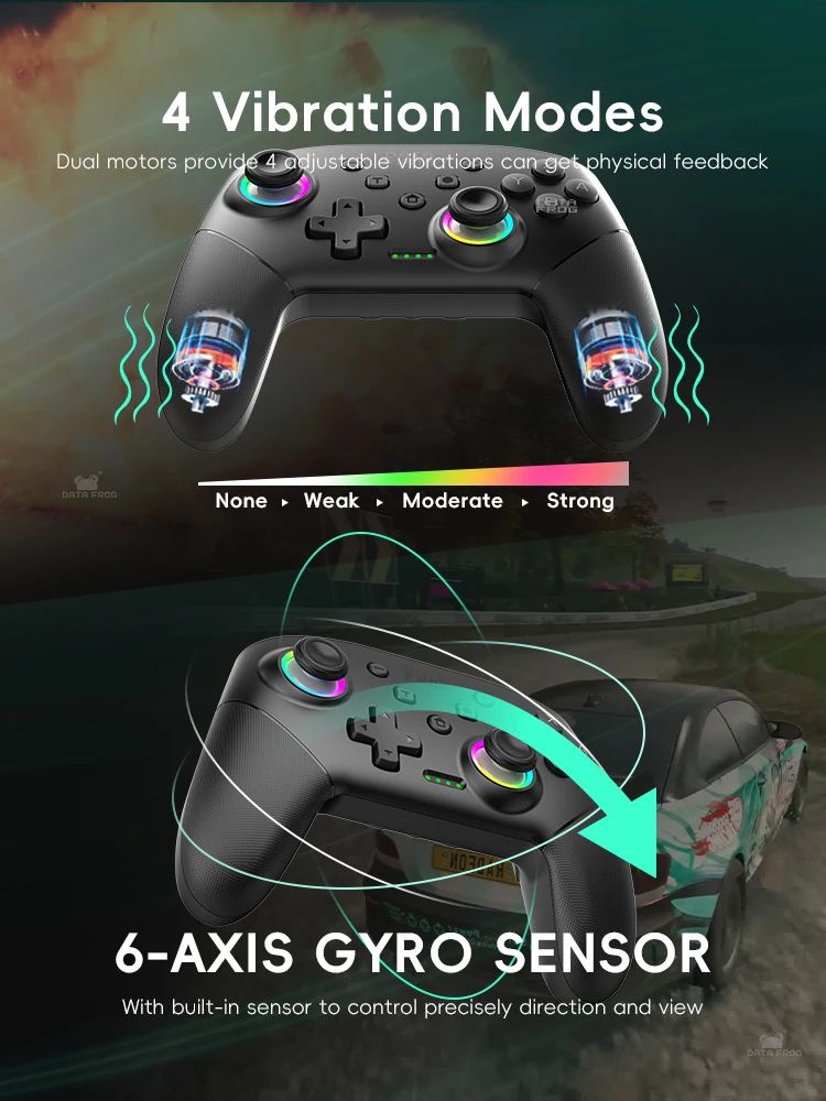 DATA FROG 2Pcs Wireless Pro Controller For Switch OLED/Switch Lite PC Gaming Gamepad Six Axis Gyro Dual Shock Turbo Function Gam