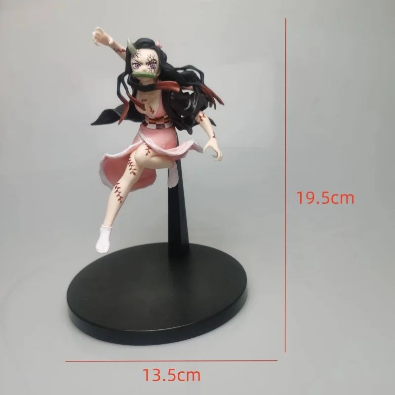 Anime Demon Slayer Tanjirou Muichirou Mitsuri Zenitsu Postura de Combate Action Figure PVC Modelo Suporte Decoração de Mesa Boneca Brinquedo Presentes