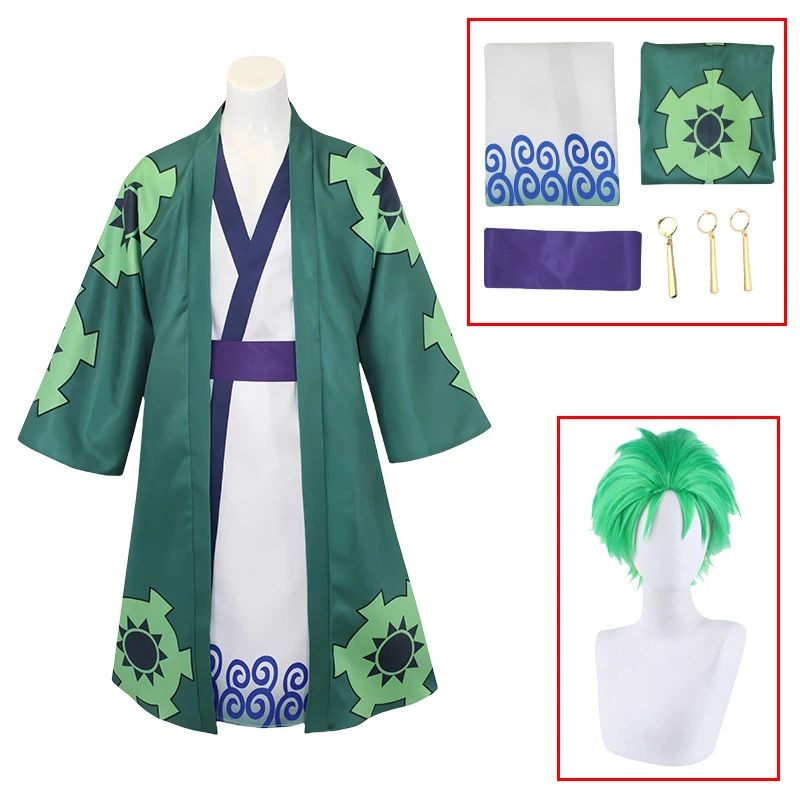 Fantasia Wano Country Roronoa Of Zoro Cosplay Kimono Anime Pirate Disfraz Costume Men Male Halloween Carnival Party Clothes