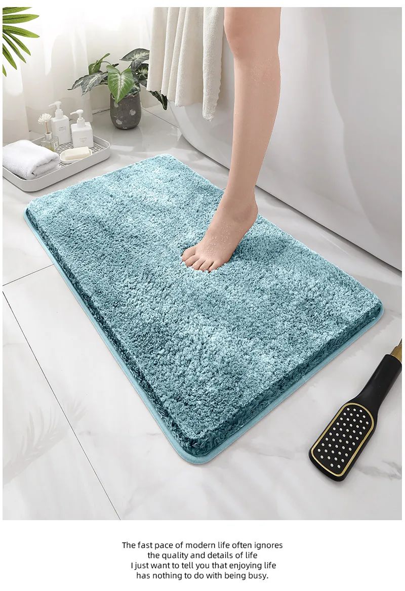 Tapete de chão de banheiro arredondado e espesso, tapete absorvente para banheira, material de pelúcia, tapete antiderrapante para os pés, capacho de entrada, banheiro