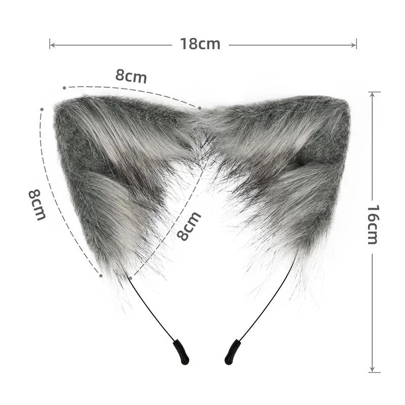 Costume Set Fox Tail Ears Gloves Artificial Fur Boot Covers Cosplay Halloween Prop Adult Women Men Unisex