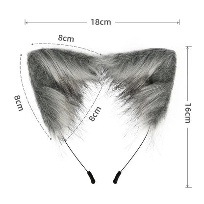 Costume Set Fox Tail Ears Gloves Artificial Fur Boot Covers Cosplay Halloween Prop Adult Women Men Unisex