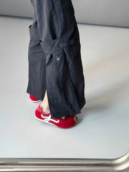 Sports Wide Leg Cargo Pants Women Elastic Waist Loose Solid Color Workwear Pants High Waist Fitness Women's Trousers Sportswear