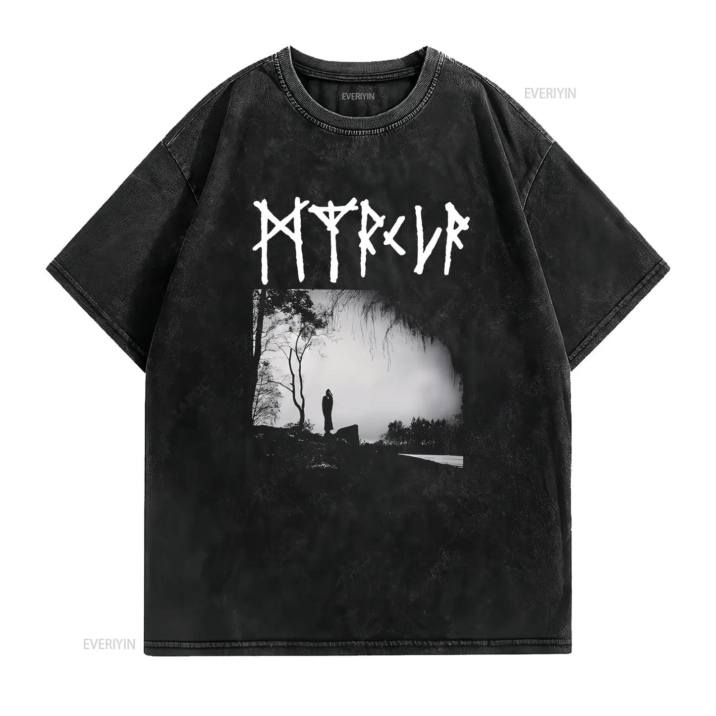 myrkur m T Shirt vintage Washed Top For Everyday Wear Soft Comfortable streetwear graphic Casual Stretched homme fashion