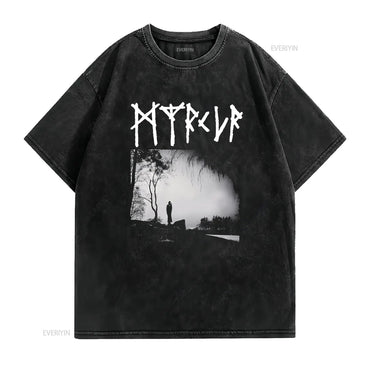 myrkur m T Shirt vintage Washed Top For Everyday Wear Soft Comfortable streetwear graphic Casual Stretched homme fashion
