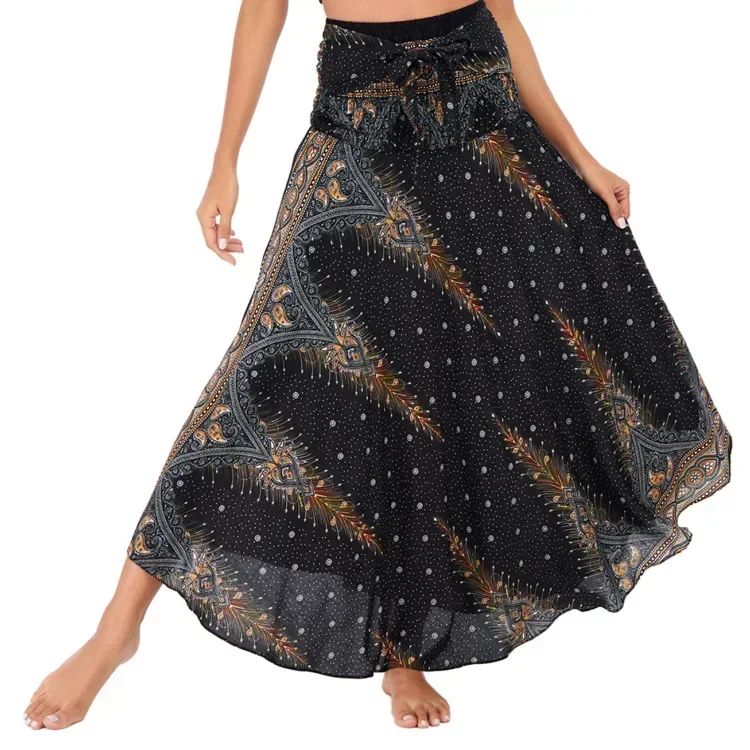 Sexy Summer Long Boho Bottom Women Skirt Vintage Casual Ropa Mujer Faldas Loose Fashion y2k Maxi Skirts Woman Clothing Saia Jupe