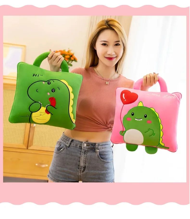 Cute Pillow Quilt Dual-use Pillow Folding Air Conditioning Blanket Car Interior Cushion Pillow 3-in-1 Office Nap Cushion Blanket