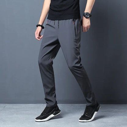 Calça Masculina Casual Stretch Slim Fit Elástico na Cintura Jogger Coreana Clássica Azul Preta Cinza Marca Masculina Calças Plus Size