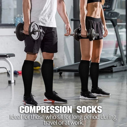 Varicose Veins Compression Socks Fit For Golf Rugby Hiking Sports For Anti Fatigue Driving Travel Flight Black Women Men Socks