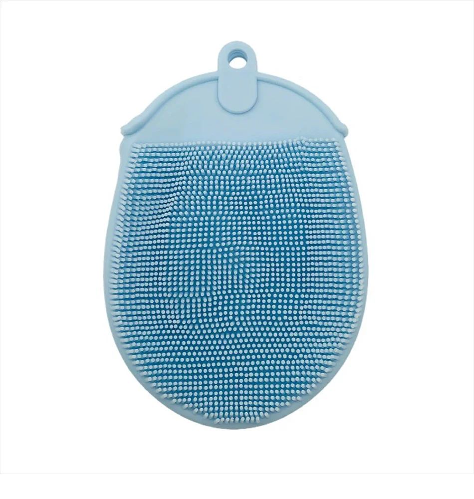 1 unidade de escova de massagem de silicone com gancho macio, esfoliante, luvas de banho, escova de limpeza para bebês, esfoliante de banho, removedor de bolhas