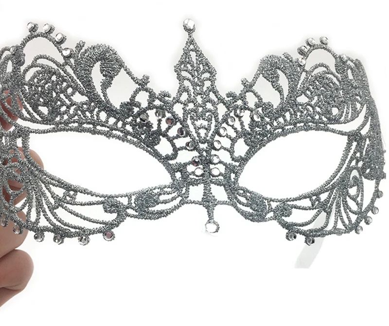 Gold and Silver Lace and Diamond Mask Eye Mask Masquerade Adult Male and Female Party Mask Sensual Women's Half Face