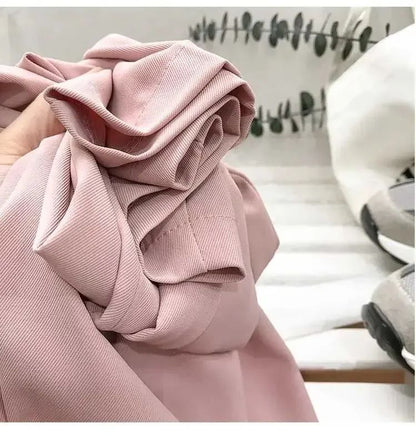 Fashion Elastic High Waist Suit Pants Women Fall Spring Casual Loose Straight Black Trouser Office Ladies Nine Points Streetwear