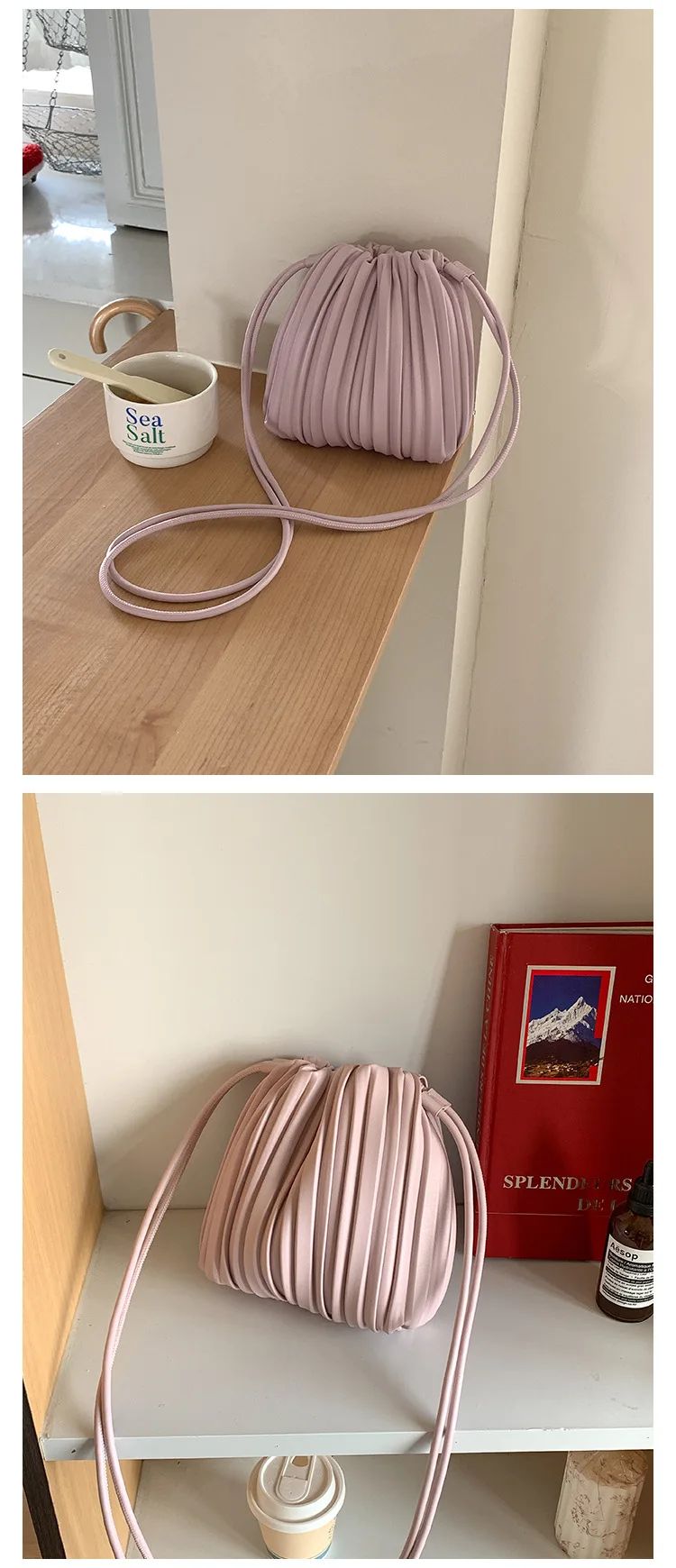 Summer Fashion New Crossbody Bag Women's PU Single Shoulder Mini Bag Luxury Versatile Pleated Casual Small Square Bag Handbags