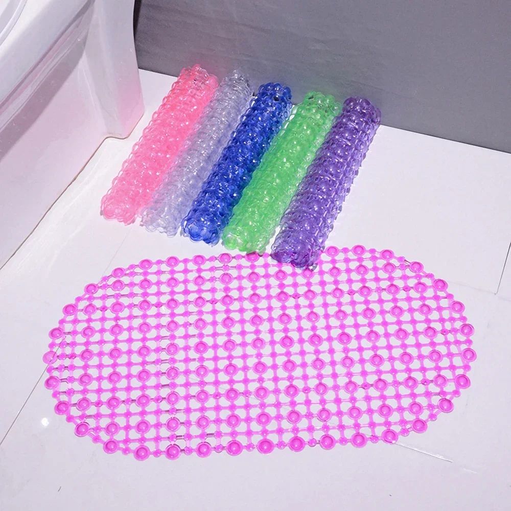 1pc Tapete de Banho Antiderrapante de PVC Retangular Macio para Chuveiro Banheiro Tapete de Massagem com Ventosa Antiderrapante Grande