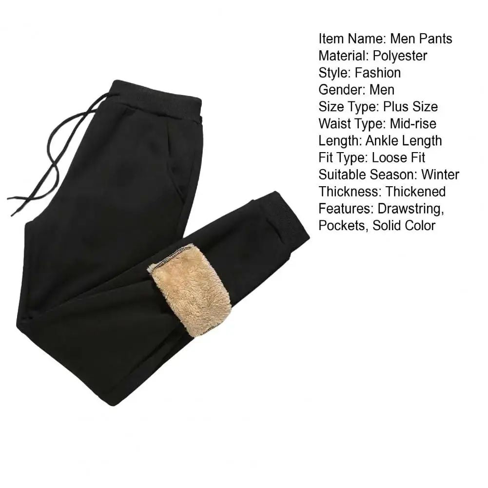 Men Autumn Winter White Duck Down Padded Thermal Sweatpants Elastic Waist Drawstring Pockets Thickened Joggers Pants Streetwear