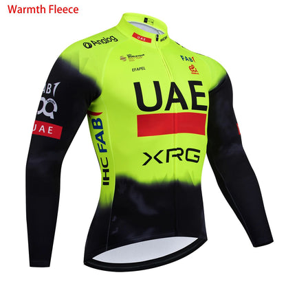 Winter 2025 UAE New Cycling Jacket Maillot Men Women MTB Ropa Ciclismo Thermal Fleece Road Bicycle Jersey Coat Clothing