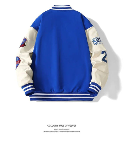 Varsity Baseball Bomber Jacket Men Hip Hop Harajuku Bone Letter Patchwork Leather Jackets Streetwear Women Unisex College Coats