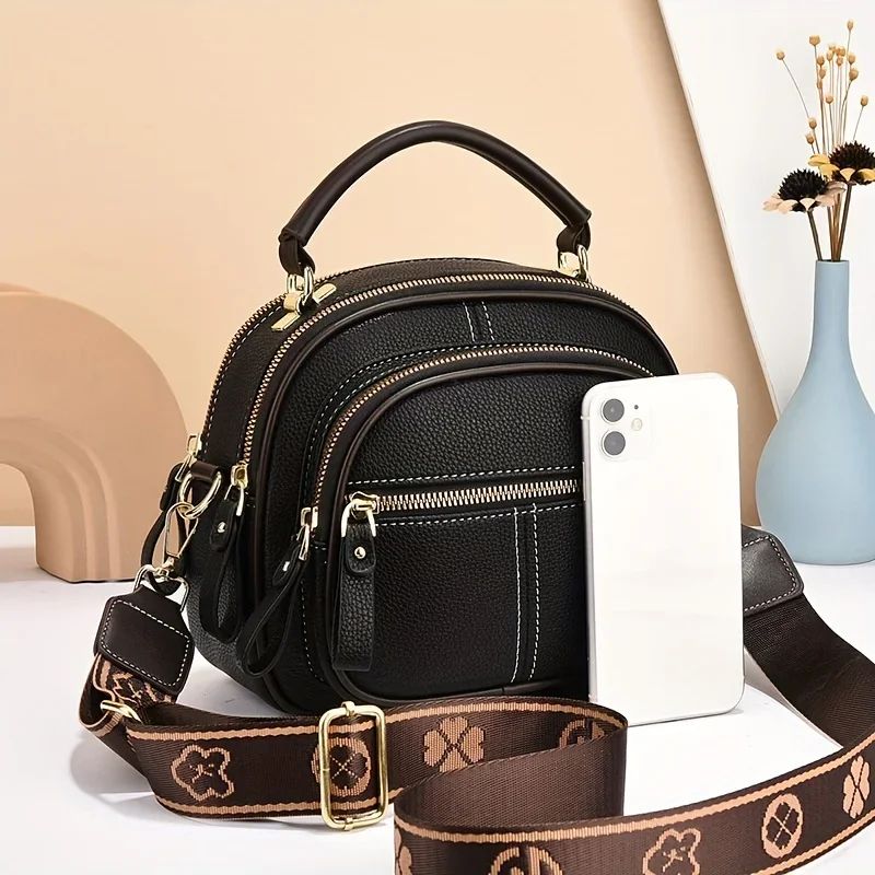 Luxury Multi-pocket Women's Shoulder Bag Hard Leather Handbag For Female Fashion