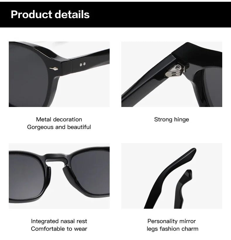 JNPCXI Retro Rivets Men Square Sunglasses Fashion Blue Green Trending Shades UV400 Women Clear Frame
