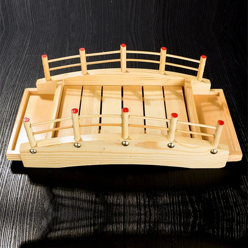 Barco de sushi japonês de madeira Barco de Sushi Ponte travessa de sashimi travessa de gelo seco Travessa de Sushi Barco Dragão