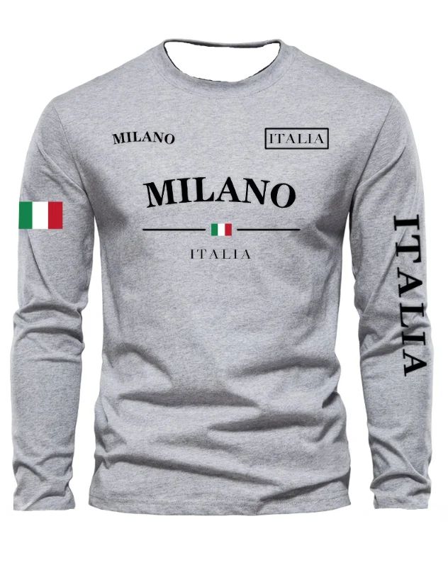 Camiseta Masculina Gola Redonda Esportes de Lazer ao Ar Livre Manga Longa Camisa de Outono Lavável na Máquina Versátil