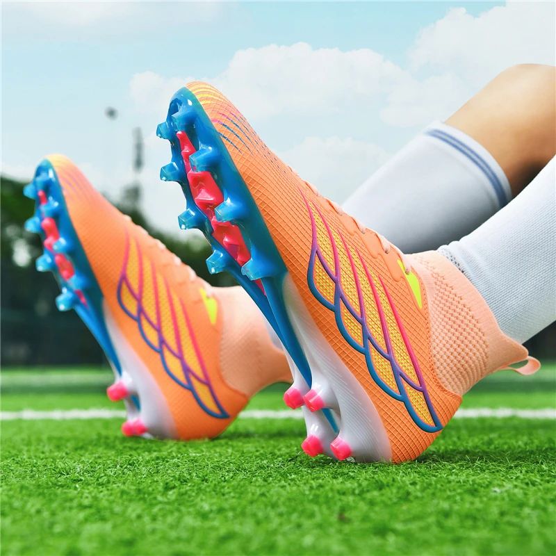 High Ankle Sports Footwear FG/TF Kids Soccer Cleats Football Boots Professional Men's Soccer Shoes Krampon Outdoor Sneakers 2025